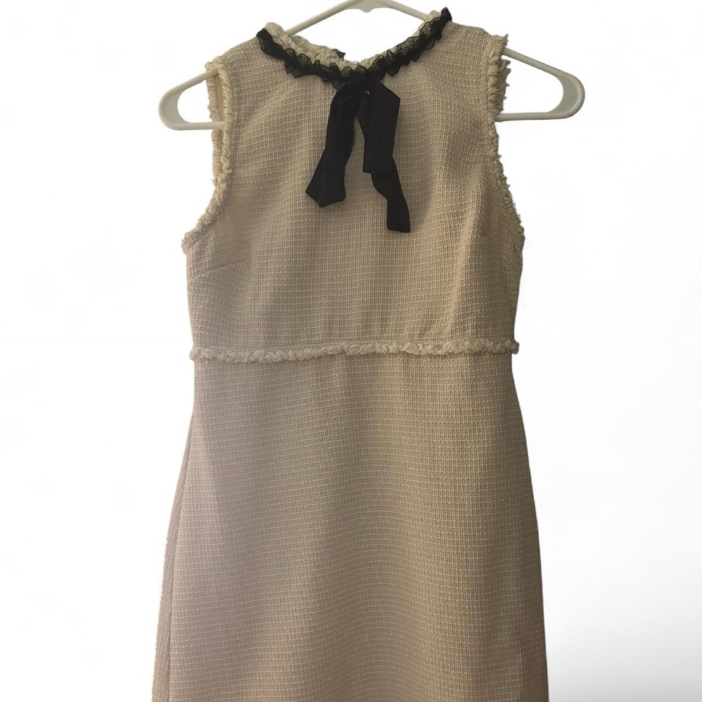 Cider Cream Dress with Black Bow Detail